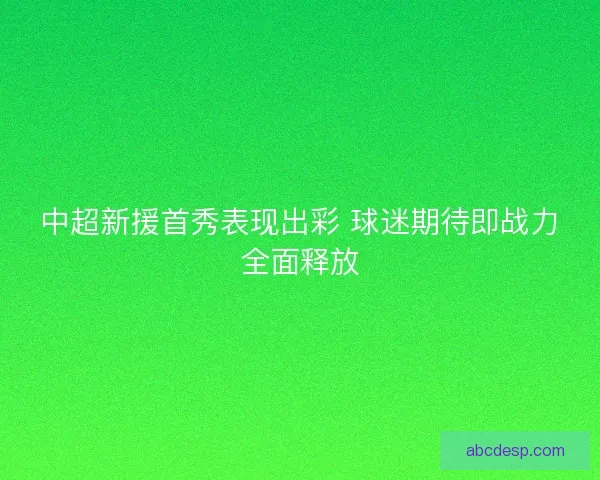 中超新援首秀表现出彩 球迷期待即战力全面释放